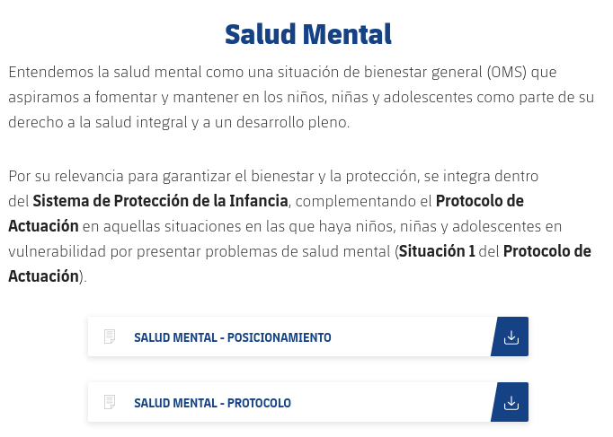 Salud Mental: - Posicionamiento. - Protocolo.