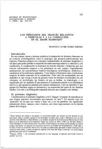 Primera página del artículo "Los préstamos del francés relativos a vehículos y a la conducción en el árabe marroquí", con la referencia a la revista "Estudios de Dialectografía Norteafricana y Andalusí"